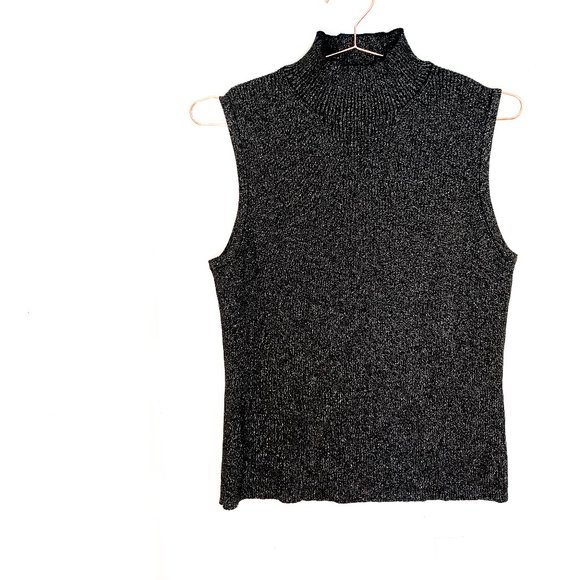 Investments Tops - metallic sleeveless turtleneck mockneck top